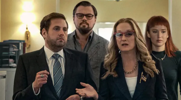 Imagen de No Mires Arriba adelanta una impactante escena de la película con Jennifer Lawrence y Leonardo DiCaprio