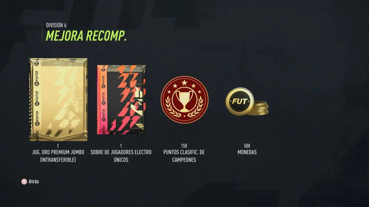 FIFA 22: recompensas de la primera temporada de Division Rivals (1ª parte) Ultimate Team ejemplo