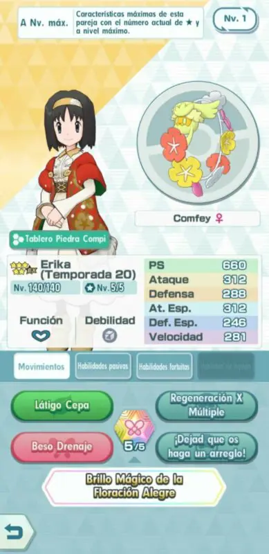 Erika y Comfey Pokemon Masters EX
