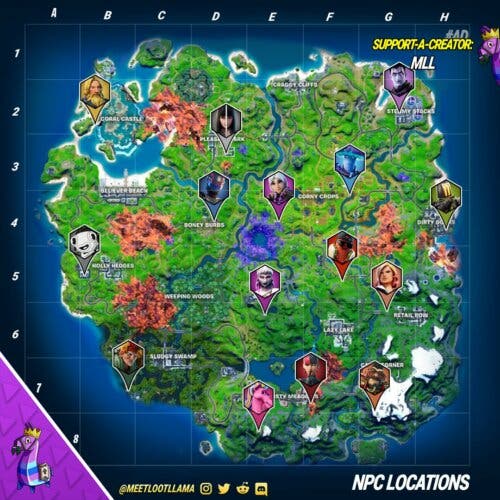 Fortnite: Dónde Encontrar A Todos Los NPCs Del Mapa De La Temporada 8