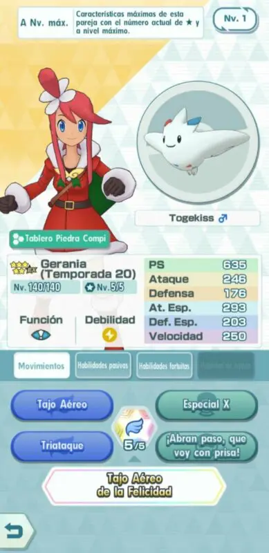 Gerania y Togekiss Pokemon Masters EX