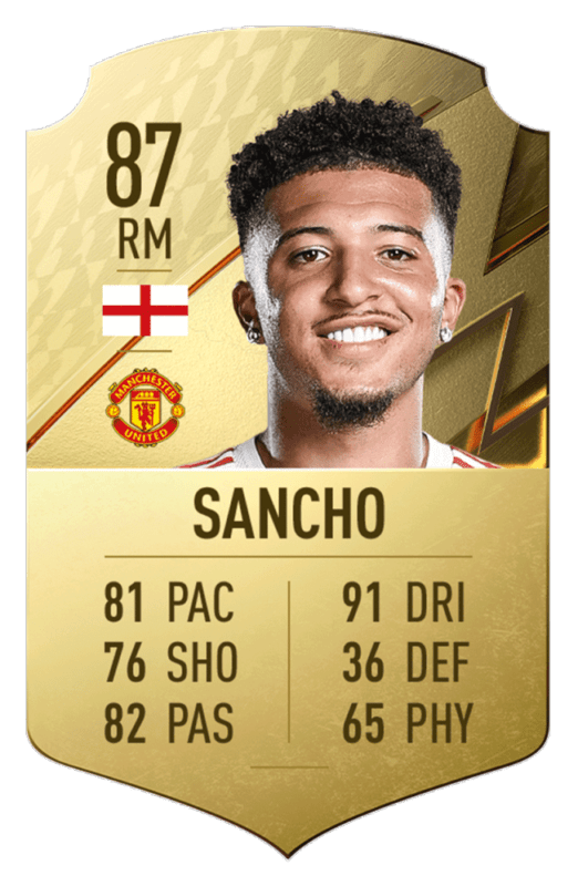 FIFA 22: revelado el top 20 de jugadores de la Premier League con mayor media Jadon Sancho