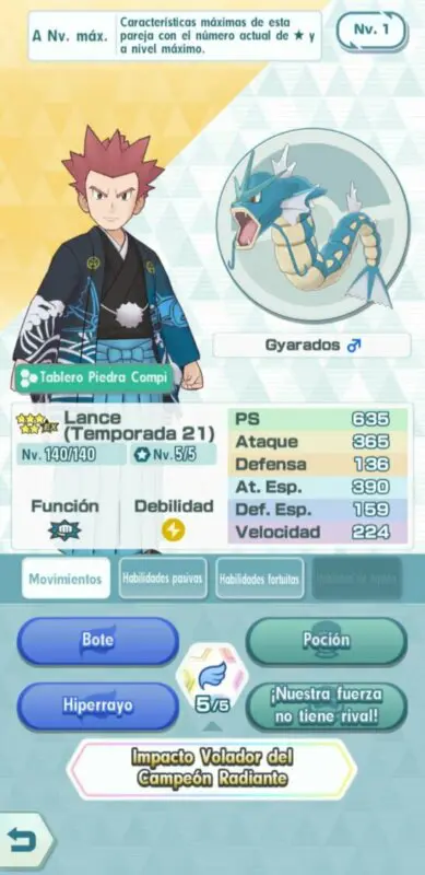 Lance y Gyarados Pokemon Masters EX