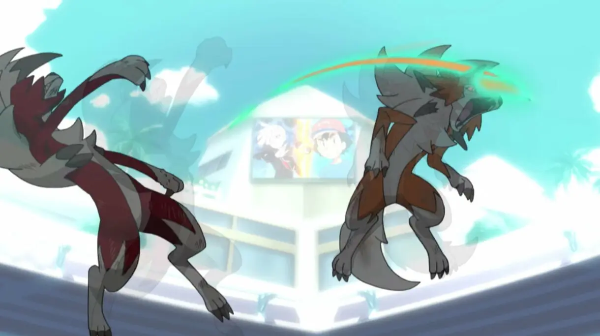 Liga de Alola Lycanroc Contraataque anime de Pokemon