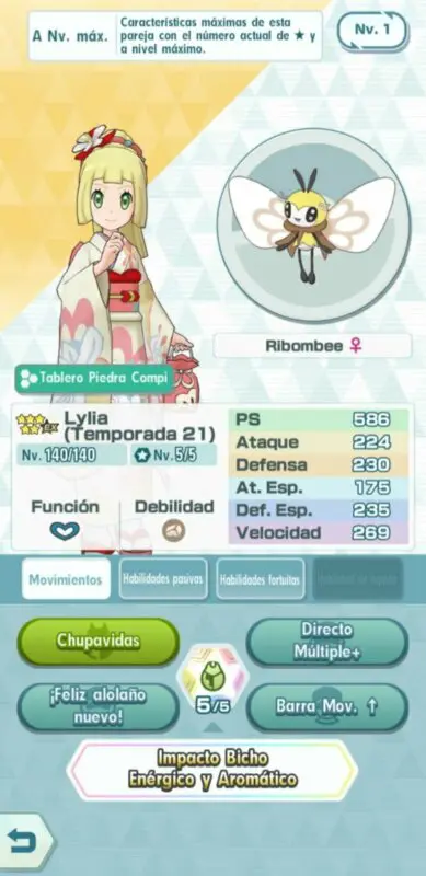 Lylia y Ribombee Pokemon Masters EX