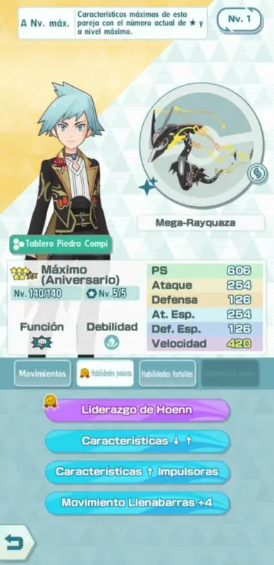 Maximo y Rayquaza Pokemon Masters EX habilidades