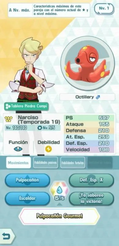 Narciso y Octillery Pokemon Masters EX