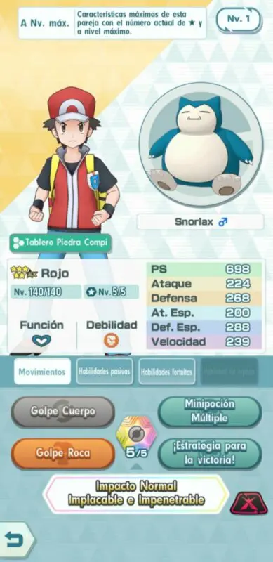 Rojo y Snorlax Pokemon Masters EX