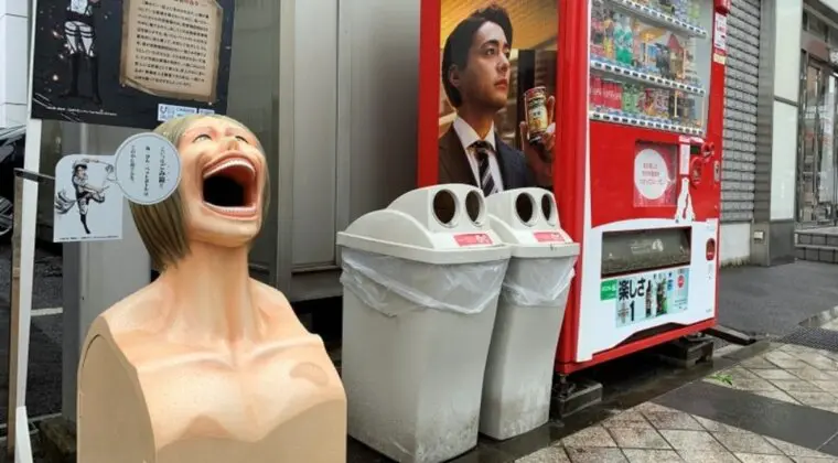 Imagen de Japón instala cubos de basura de Shingeki no Kyojin para promover el reciclaje y la limpieza