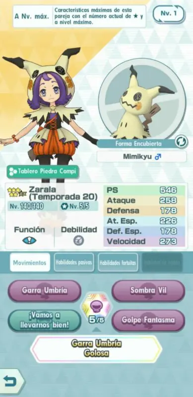 Zarala y Mimikyu Pokemon Masters EX