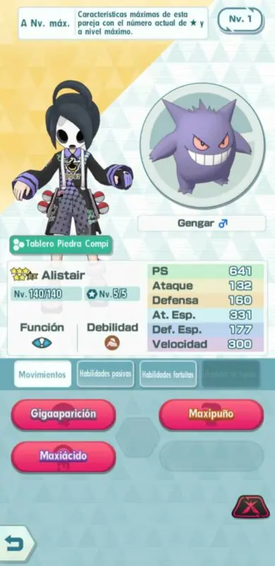 Alistair y Gengar Pokemon Masters EX Dinamax