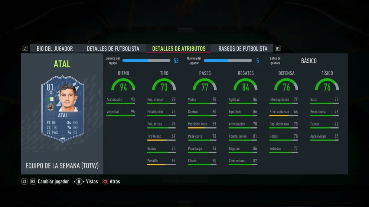 FIFA 22: Salah y Alaba destacan en un TOTW 6 con varias mejores de OTW (Equipo de la Semana) Ultimate Team stats in game Atal