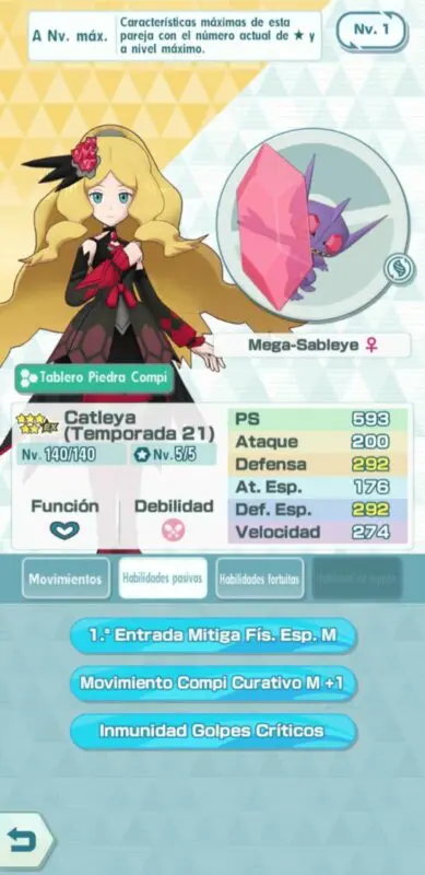 Catleya y Sableye Pokemon Masters EX habilidades