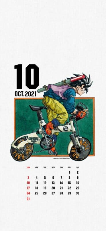 dragon ball calendario octubre