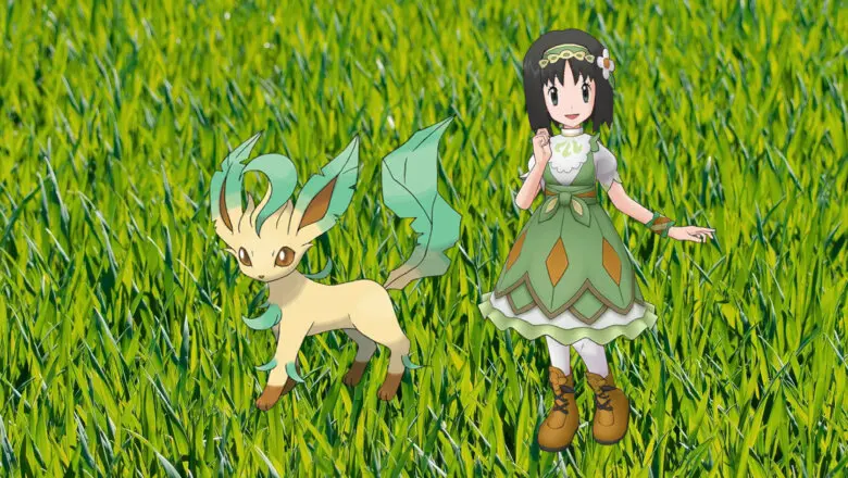 Erika (Traje S) y Leafeon Pokemon Masters EX