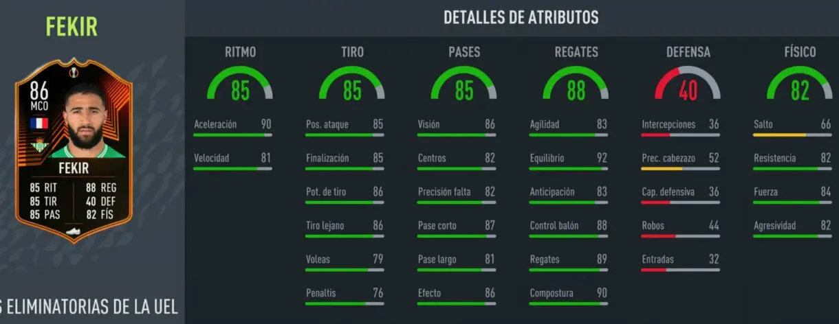 FIFA 22: ¿Merece la pena Nabil Fekir Road to the Knockouts? + Solución del SBC (RTTK) Ultimate Team stats in game