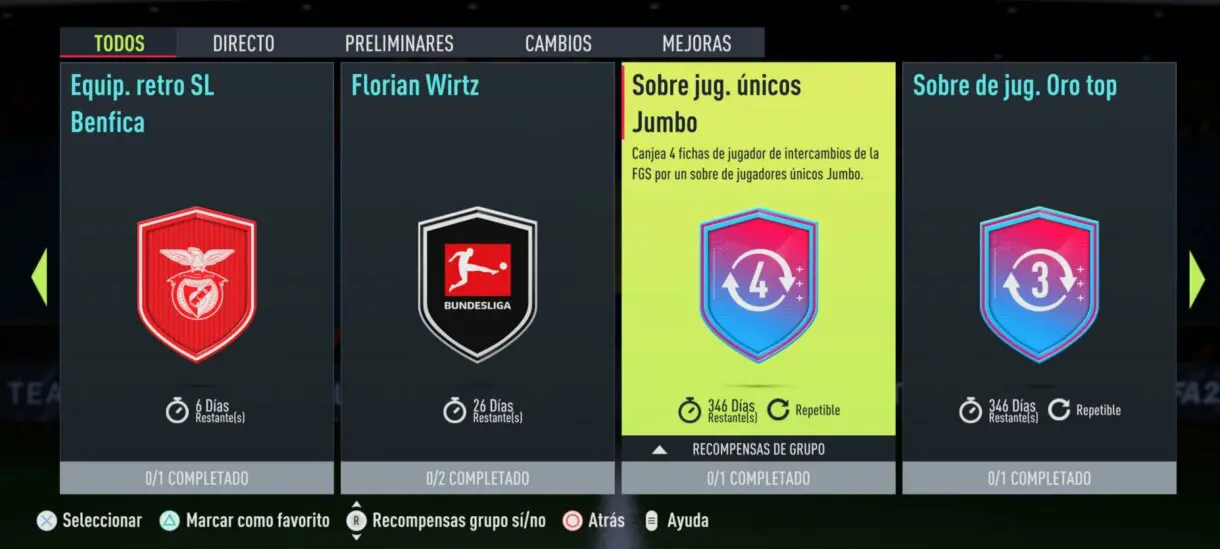 SBC Sobre jugadores únicos Jumbo FGS FIFA 22 Ultimate Team