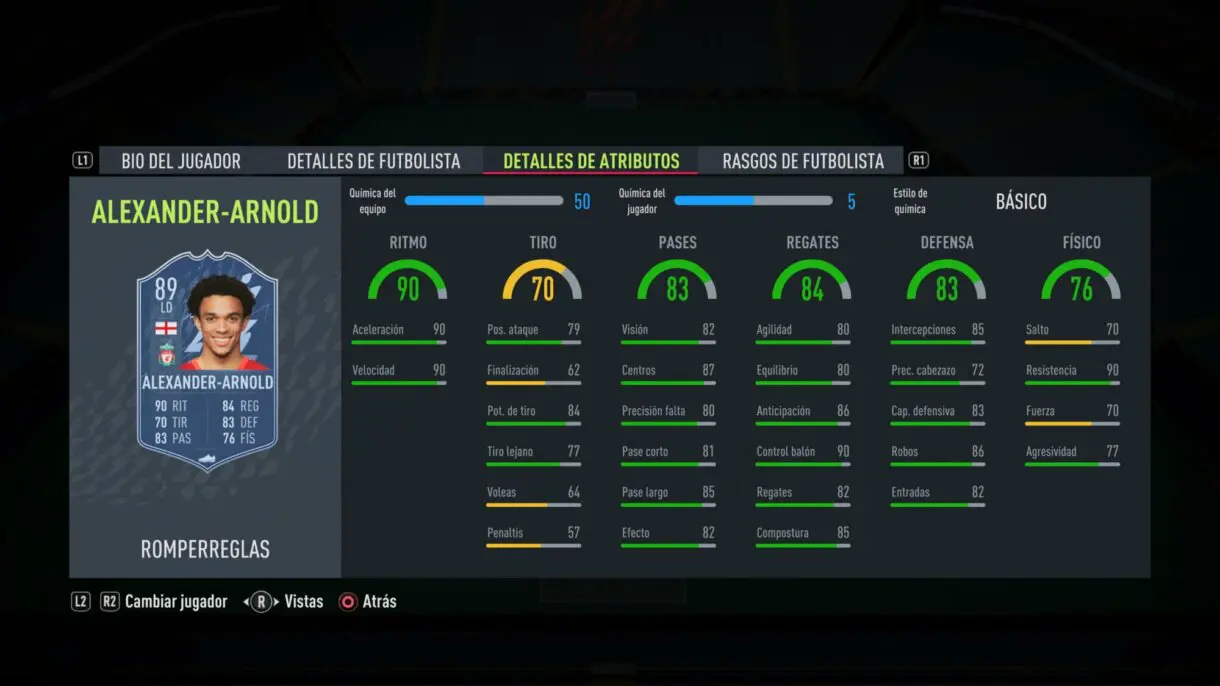 FIFA 22: este es el primer equipo Rulebreakers (aquí puedes ver sus stats) Rulebreakers stats in game Alexander-Arnold