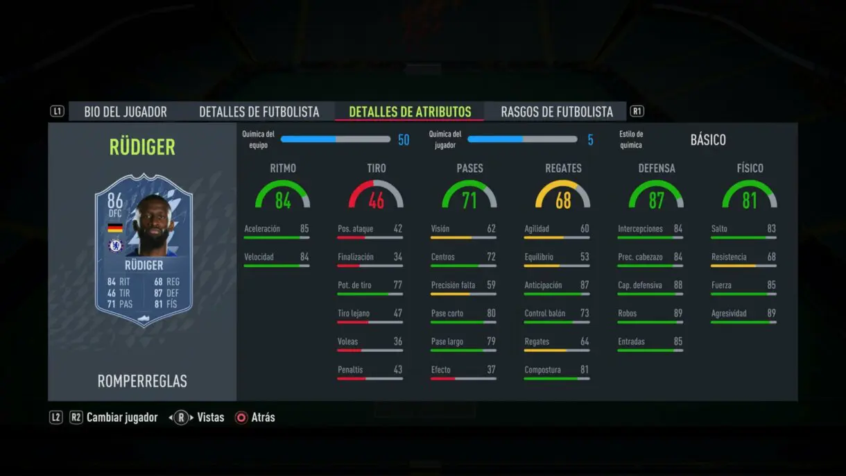 FIFA 22: este es el primer equipo Rulebreakers (aquí puedes ver sus stats) Rulebreakers stats in game Antonio Rüdiger