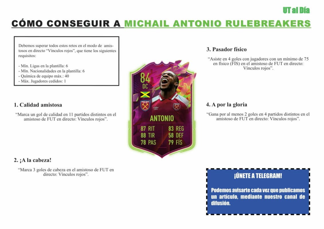 FIFA 22 Ultimate Team Guía Michail Antonio Rulebreakers