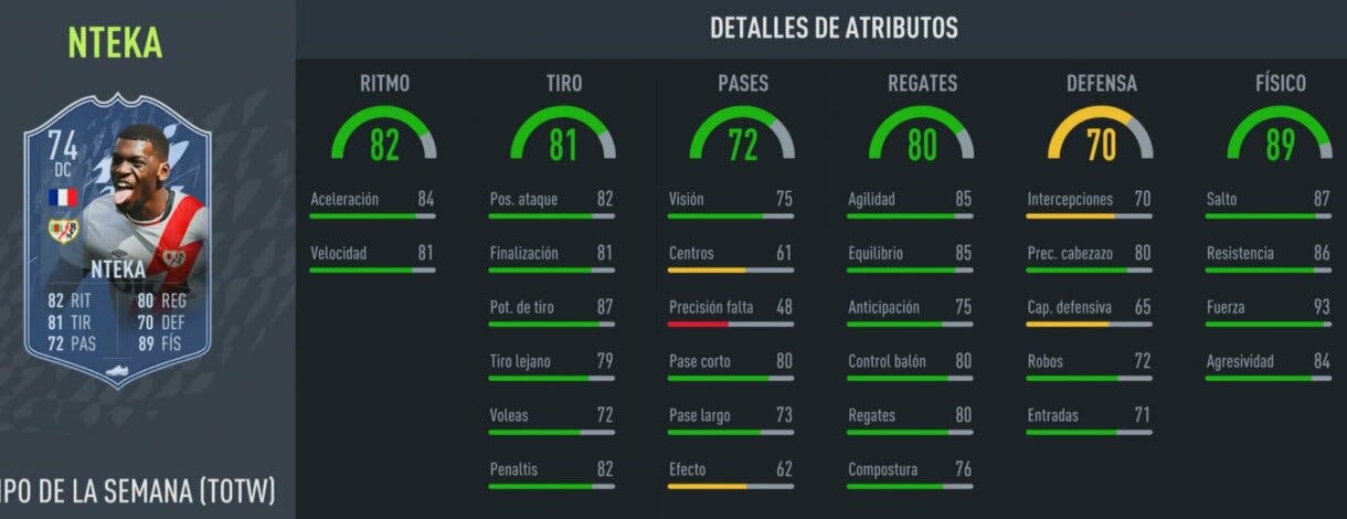 FIFA 22: nuevo IF gratuito de plata de la Liga Santander. Estos son sus números y así puedes conseguirlo Ultimate Team stats in game Nteka IF