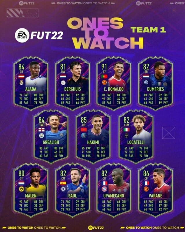 Primer equipo completo Ones to Watch FIFA 22 Ultimate Team
