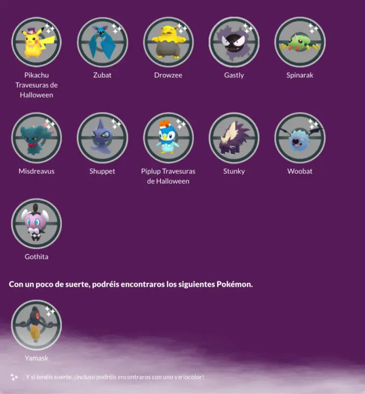 Pokemon GO Halloween 2021 Pokemon salvajes