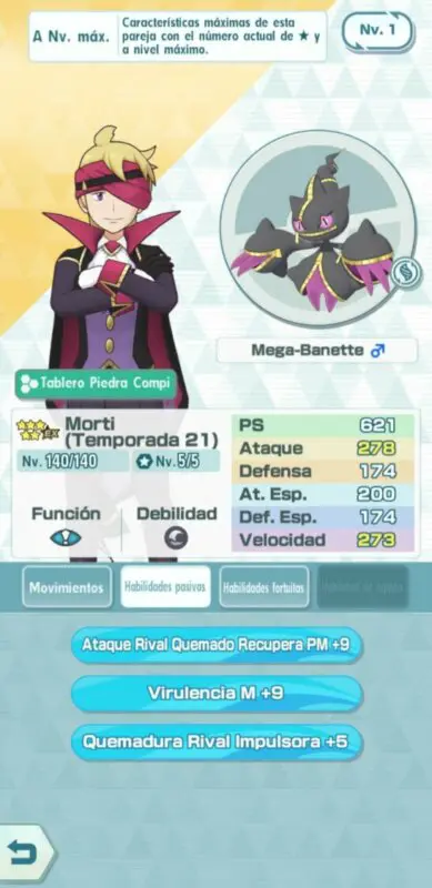 Pokemon Masters EX Morti y Banette habilidades