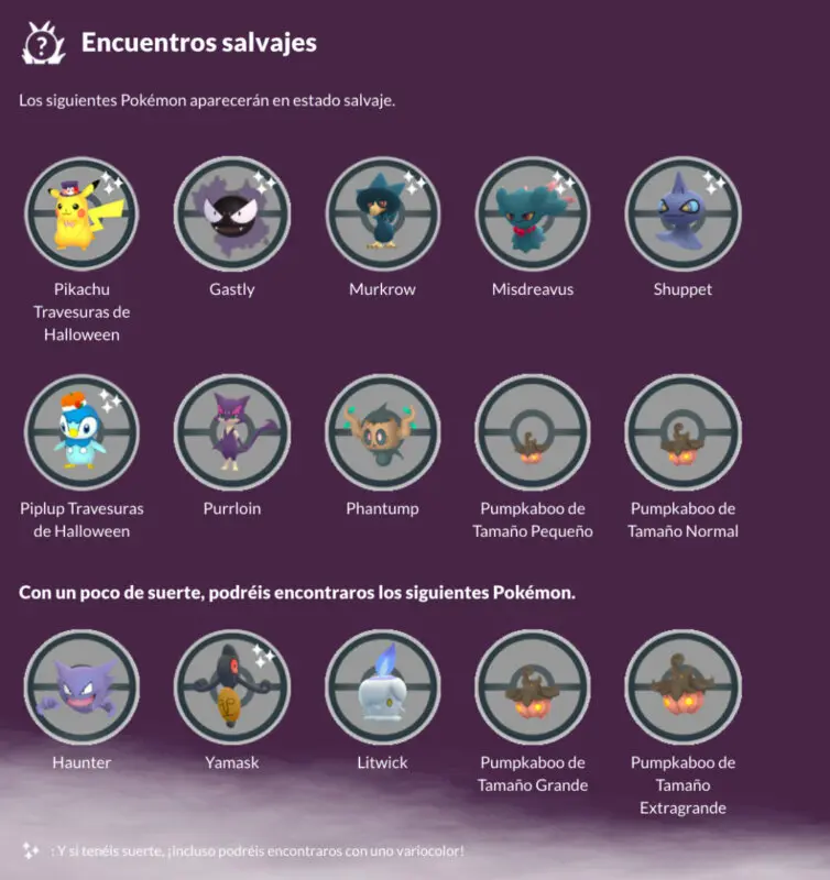 Pokemon salvajes Pokemon GO Halloween 2021