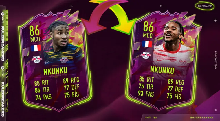 Imagen de FIFA 22: ¿Merece la pena Nkunku Rulebreakers? ¿Qué versión elijo? + Solución del SBC