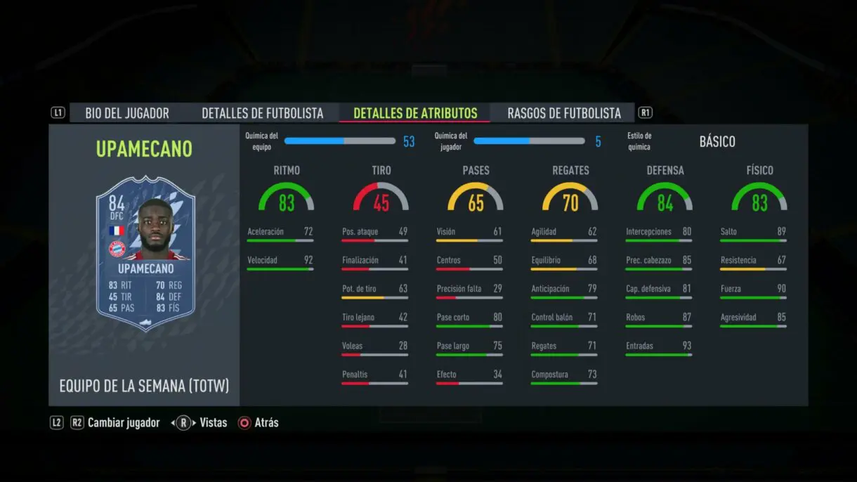 FIFA 22: Salah y Alaba destacan en un TOTW 6 con varias mejores de OTW (Equipo de la Semana) Ultimate Team stats in game Upamecano