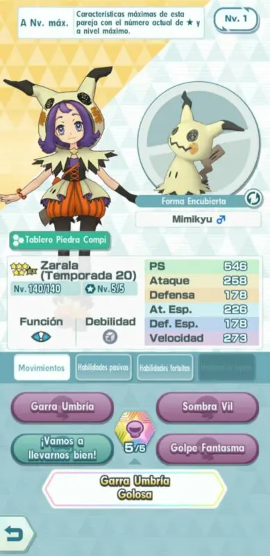Zarala y Mimikyu Pokemon Masters EX
