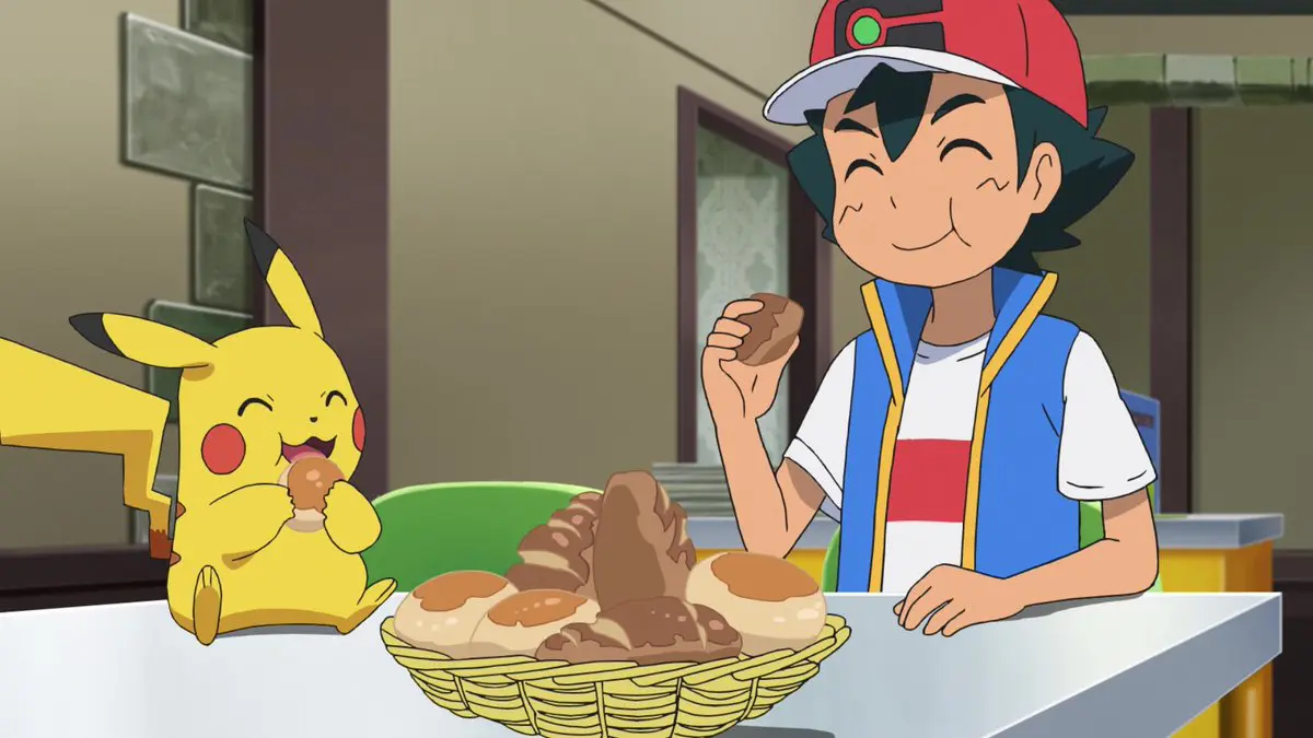 anime de Pokemon comida Ash Pikachu