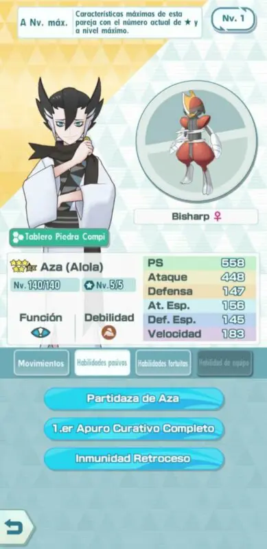 Aza y Bisharp Pokemon Masters EX habilidades
