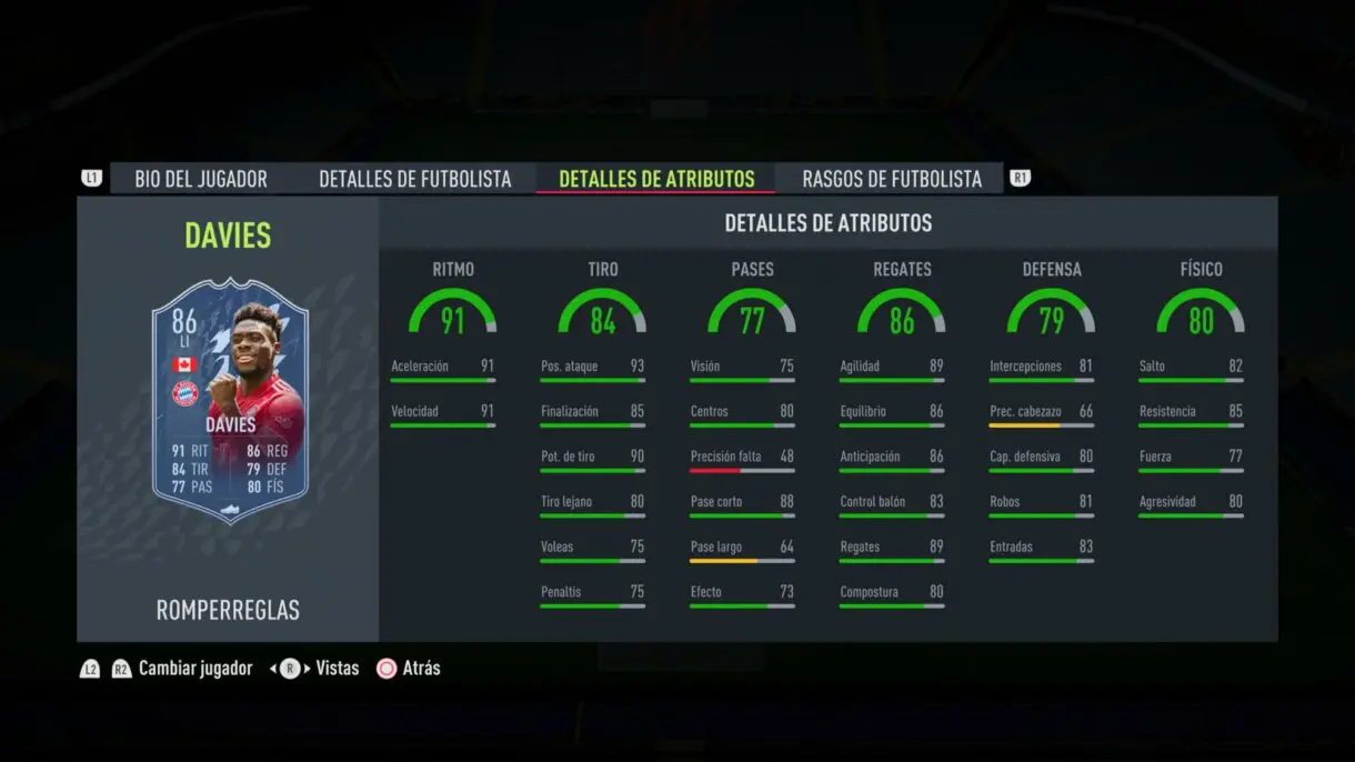FIFA 22: ¡Oficial! Este es el segundo equipo Rulebreakers. Aquí puedes ver sus stats Ultimate Team stats in game Davies
