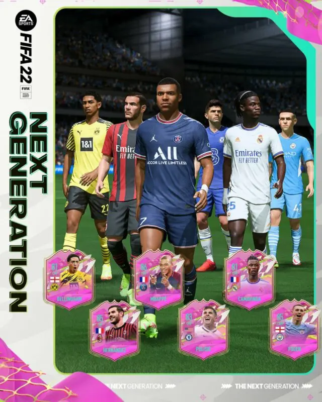Jugadores Next Generation de FIFA 22 Ultimate Team en el terreno de juego