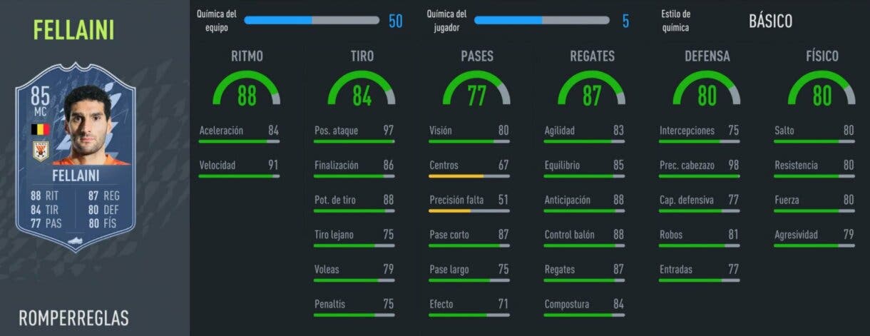 FIFA 22: análisis de Marouane Fellaini Rulebreakers gratuito Ultimate Team stats in game
