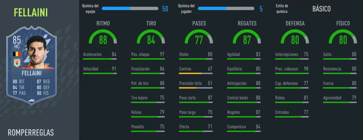 FIFA 22: un nuevo Rulebreakers gratuito aparece por sorpresa en Ultimate Team. Estos son sus números Fellaini stats in game