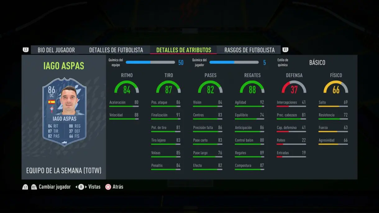 FIFA 22: llegan cartazas a Ultimate Team con el TOTW 8 (Equipo de la Semana) stats in game Iago Aspas