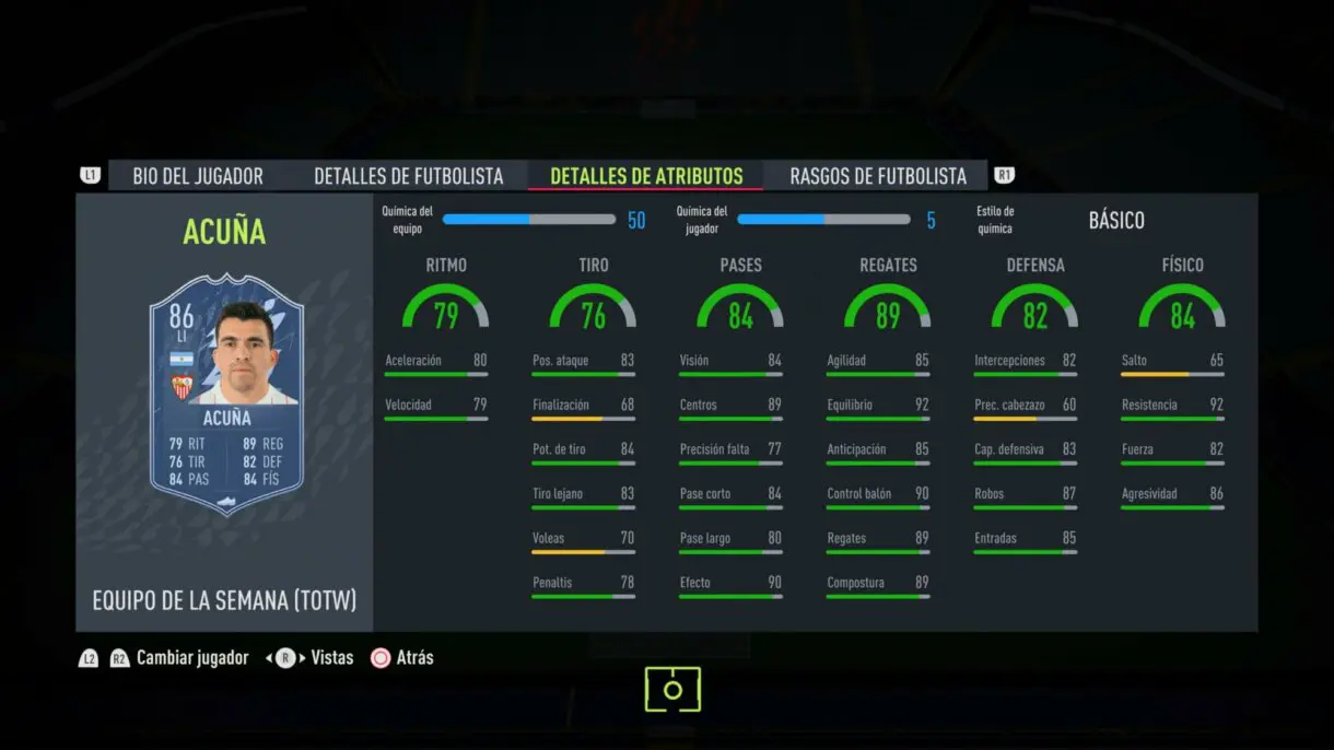 FIFA 22: llegan cartazas a Ultimate Team con el TOTW 8 (Equipo de la Semana) stats in game Acuña