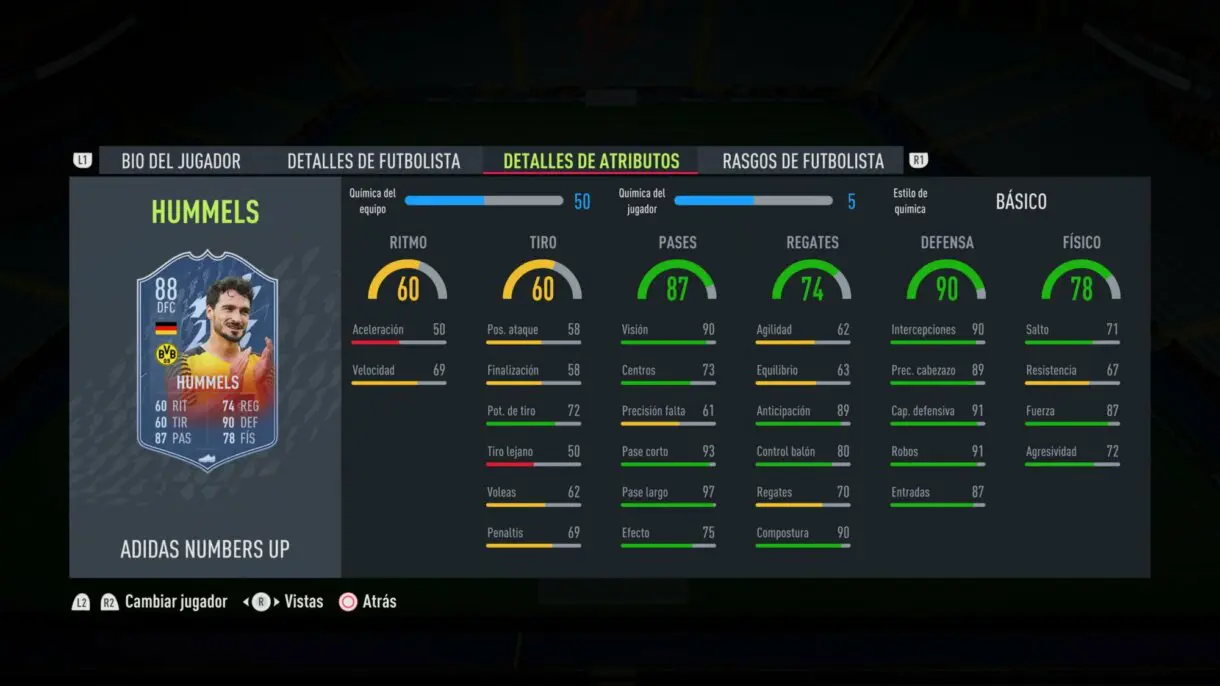 FIFA 22: este es el equipo Numbers Up y aquí puedes ver sus stats en Ultimate Team stats in game Hummels