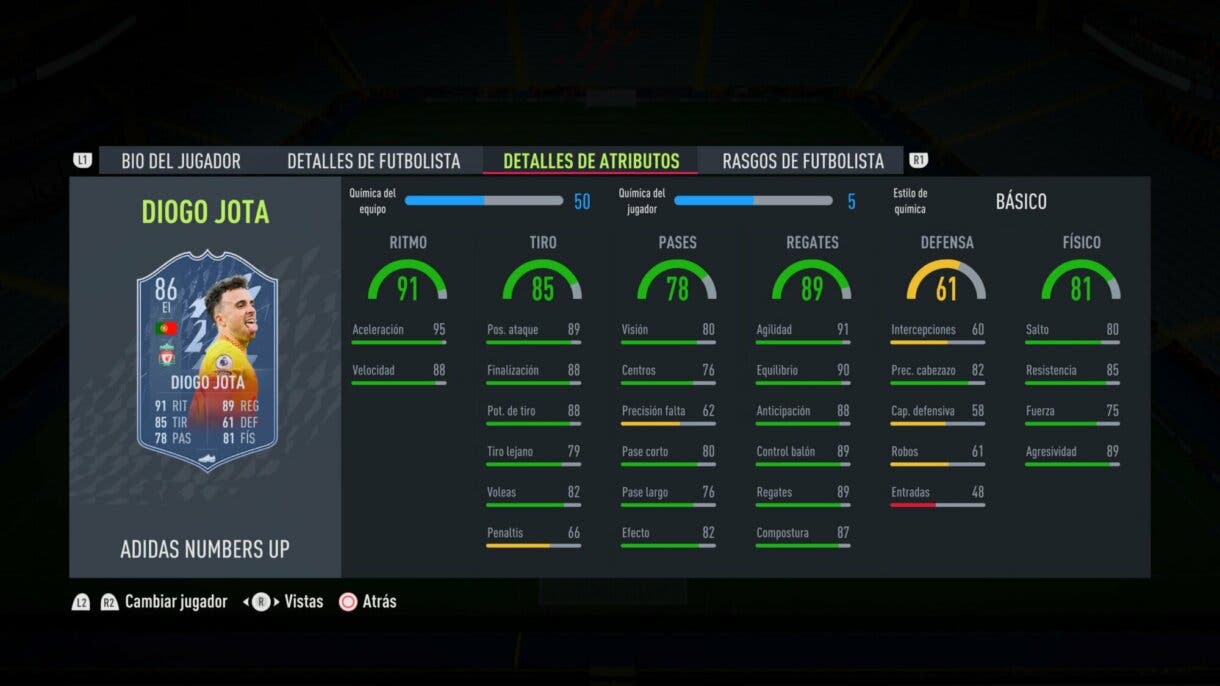FIFA 22: este es el equipo Numbers Up y aquí puedes ver sus stats en Ultimate Team stats in game Diogo Jota