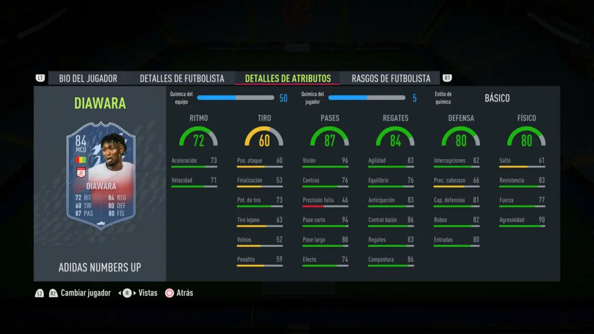FIFA 22: este es el equipo Numbers Up y aquí puedes ver sus stats en Ultimate Team stats in game Diawara