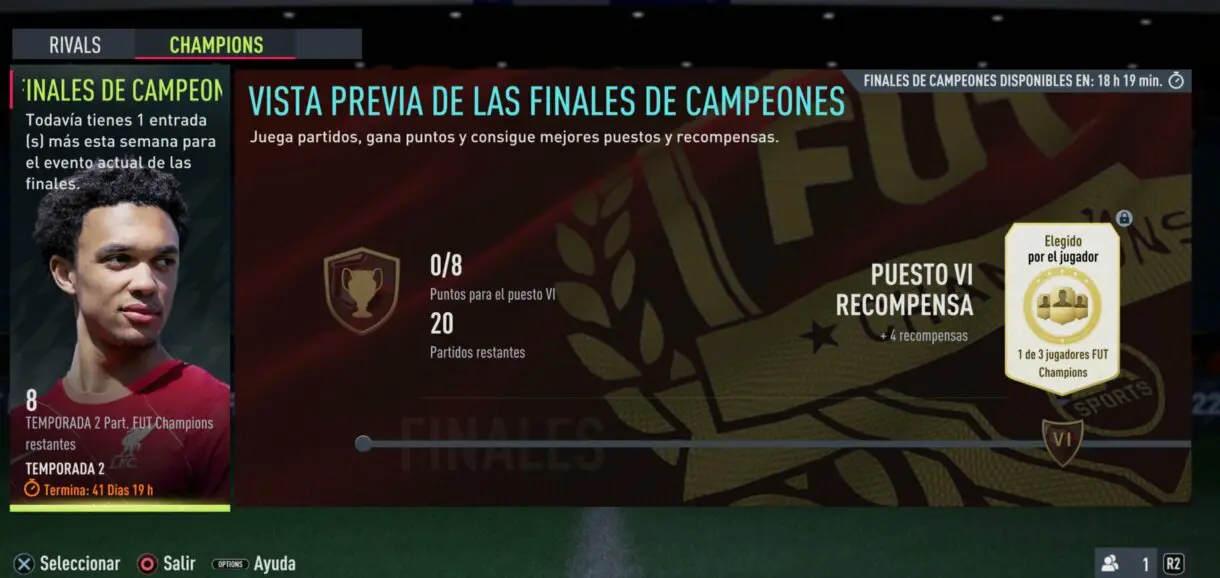 Menú FUT Champions FIFA 22 Ultimate Team sin problemas