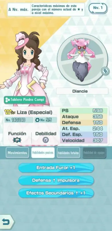 Liza y Diancie Pokemon Masters EX habilidades
