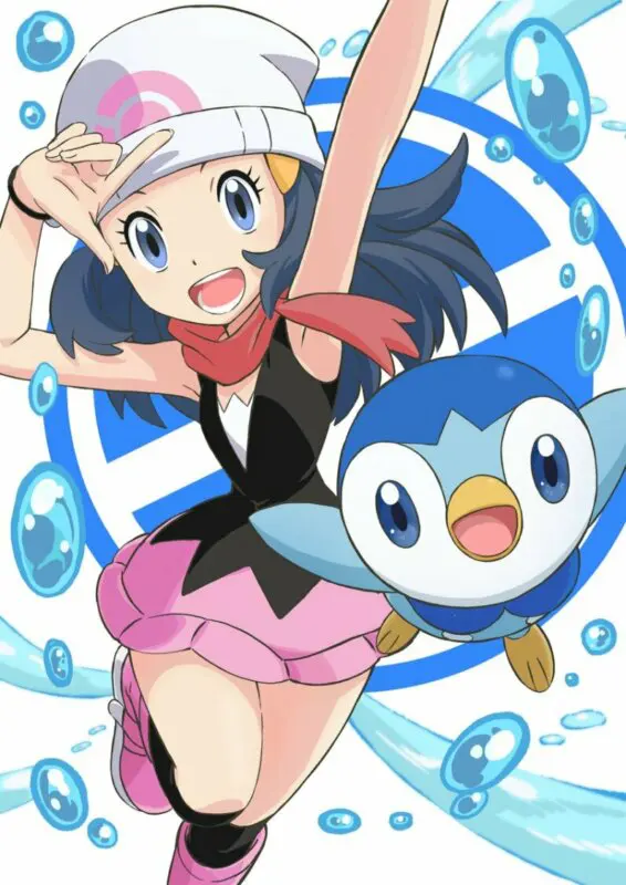 Maya y Piplup anime de Pokemon