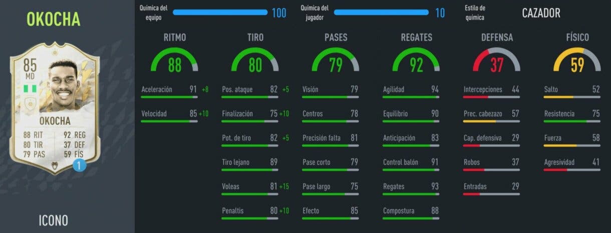 FIFA 22 Iconos: review de Okocha Baby. ¿Un extremo diestro top? Ultimate Team stats in game
