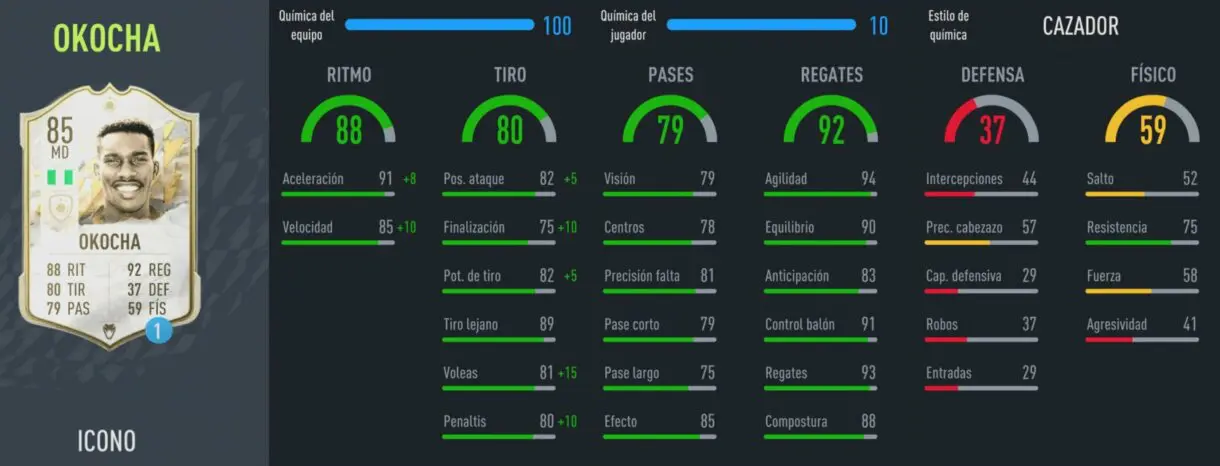 FIFA 22 Iconos: review de Okocha Baby. ¿Un extremo diestro top? Ultimate Team stats in game