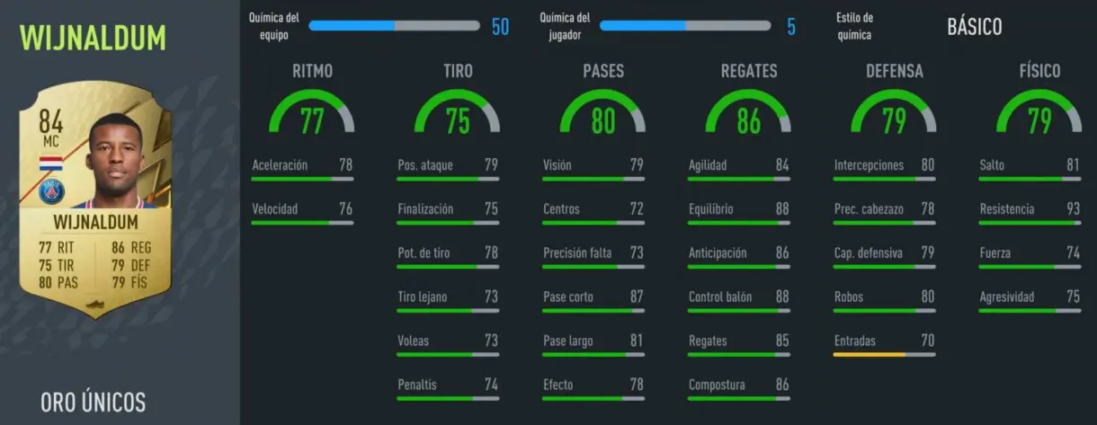 FIFA 22: las mejores alternativas baratas para Petit Medio Icono stats in game Wijnaldum oro