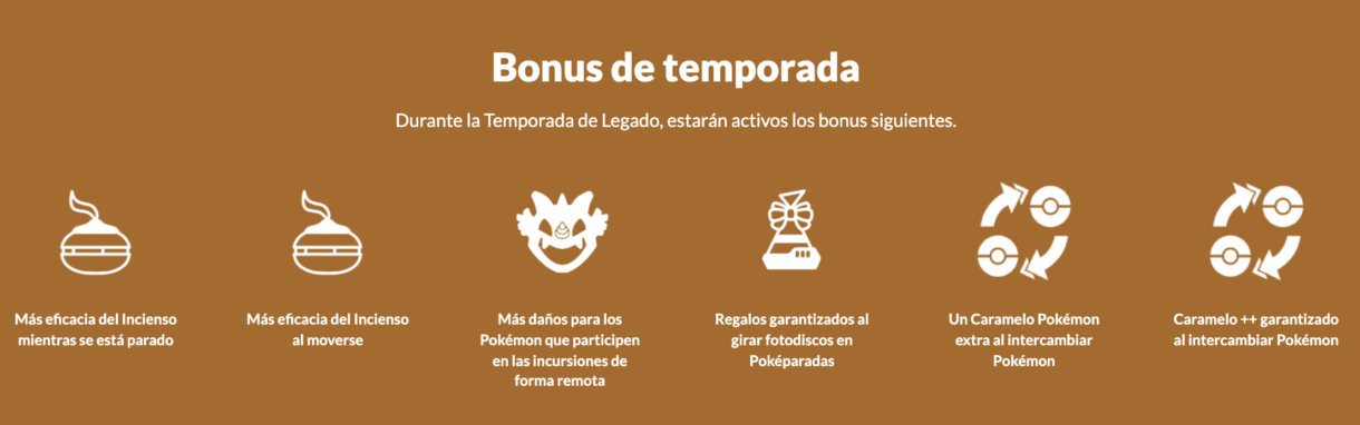 bonus Temporada de Legado Pokemon GO